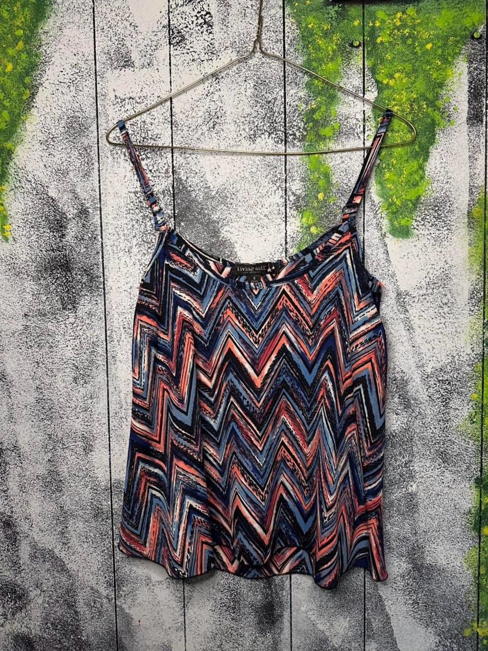 Y2K living doll Chevron Print Spaghetti Strap Camisole in Navy and Coral